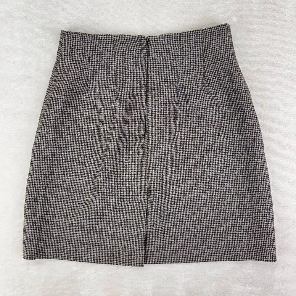 Vintage Skirt Womens 5 Brown Houndstooth Mini Academia Y2K 90s Grunge Punk USA‎
